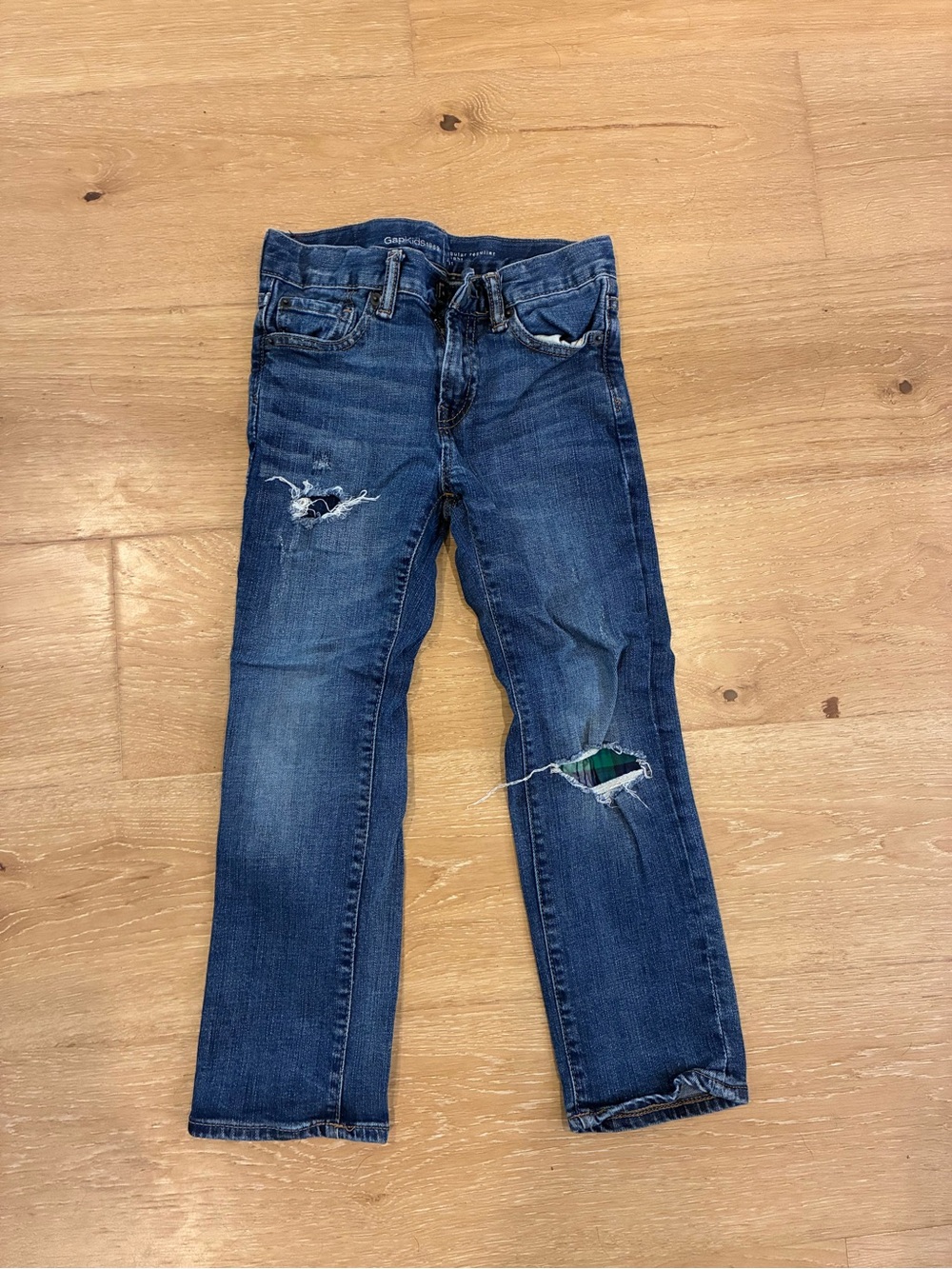 GAP Distressed Dark Blue Slim Straight Jeans